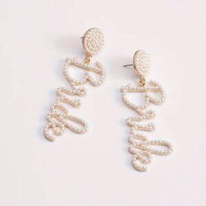 Gold Plated 'Bride' Earrings on a stud post - faux pearls